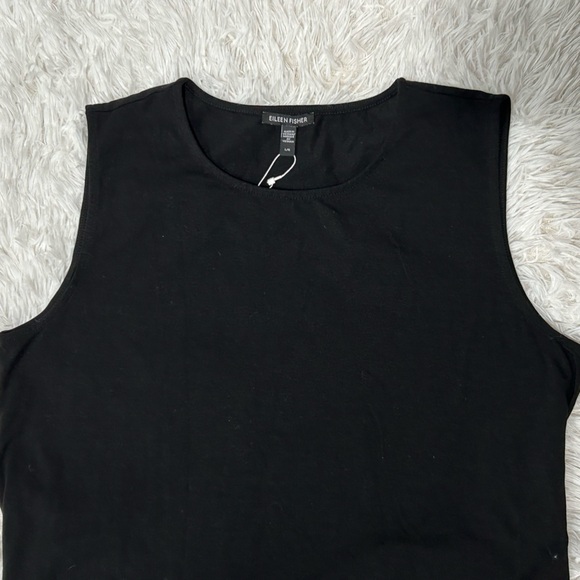 Eileen fisher stretch jersey crewnek sleeveless midi dress side slit size Large. - Picture 6 of 16